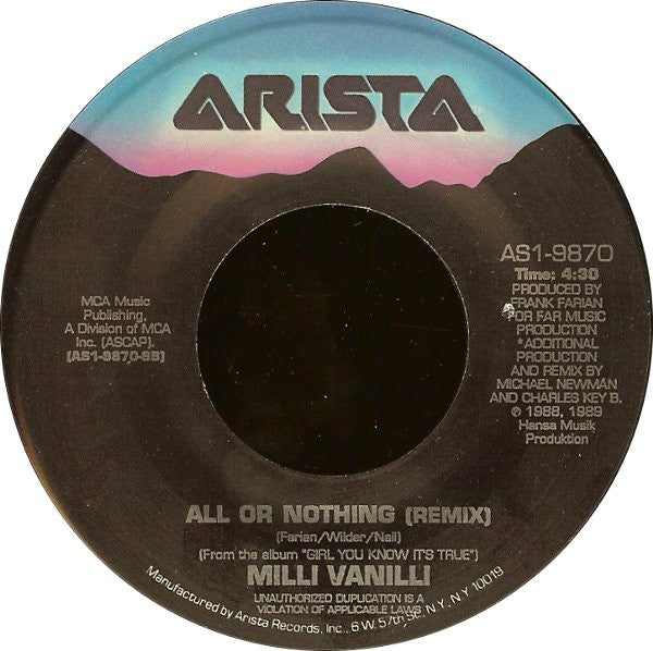 Milli Vanilli : Girl I'm Gonna Miss You (7", Single)