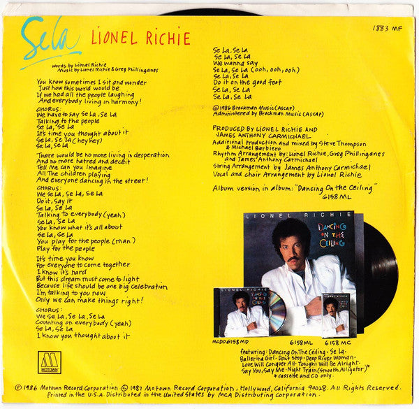 Lionel Richie : Se La (7")