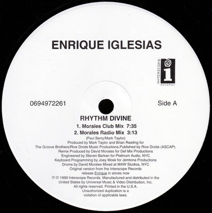 Enrique Iglesias : Rhythm Divine (12")