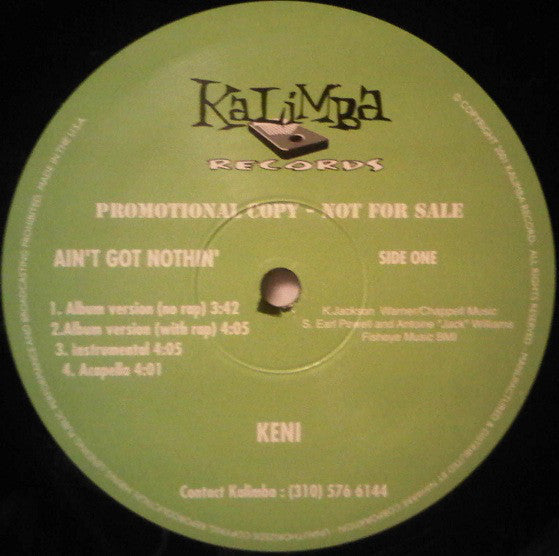 Keni Jackson : Ain't Got Nothin' (12", Promo)