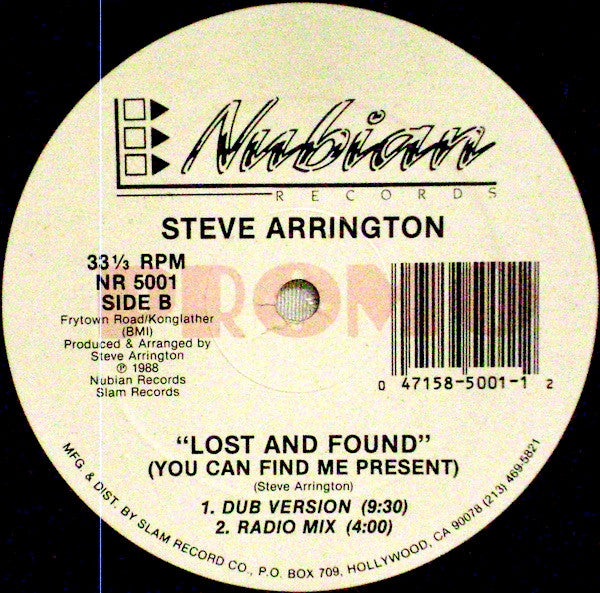 Steve Arrington : Lost And Found (You Can Find Me Present) (12", Promo)