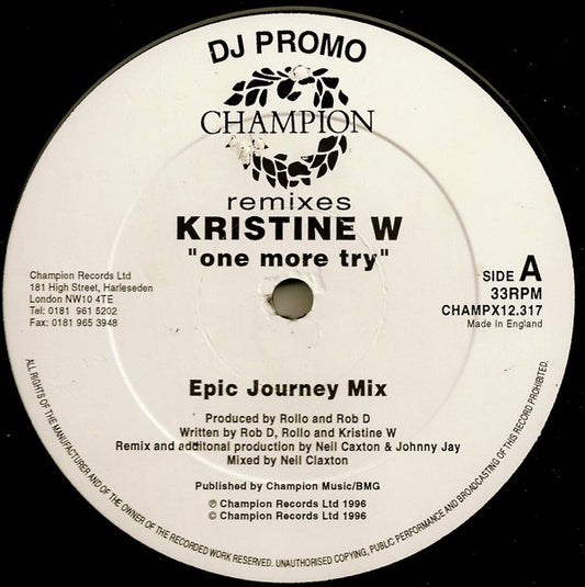 Kristine W : One More Try  (Remixes) (12", Promo)