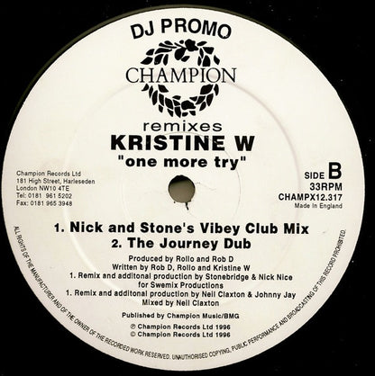 Kristine W : One More Try  (Remixes) (12", Promo)