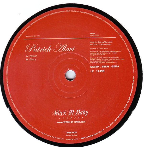 Patrick Alavi : Power & Glory (12")