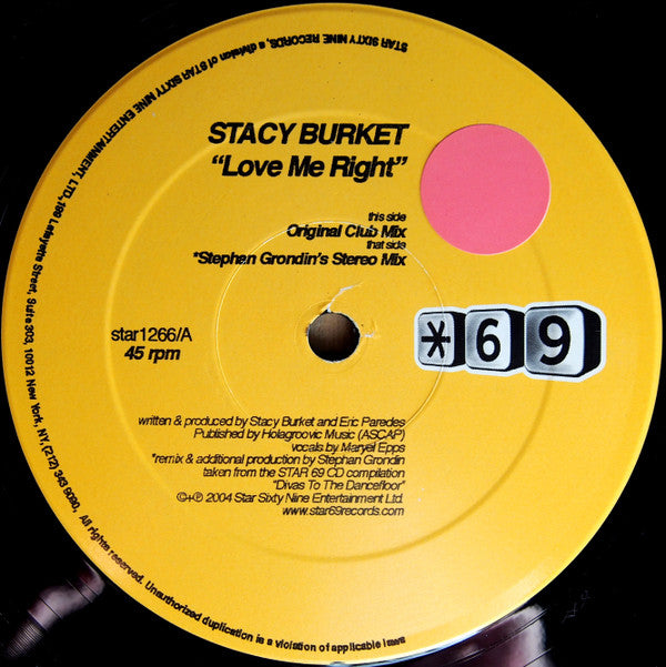 Stacy Burket : Love Me Right (12")