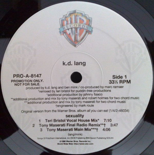 k.d. lang : Sexuality (Part II) (12", Promo)