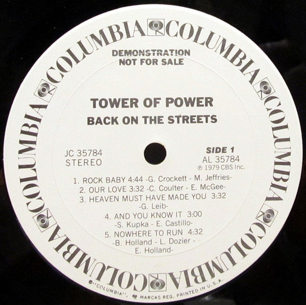 Tower Of Power : Back On The Streets (LP, Album, Promo, Pit)