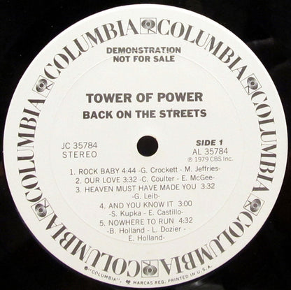 Tower Of Power : Back On The Streets (LP, Album, Promo, Pit)