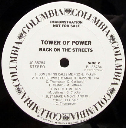 Tower Of Power : Back On The Streets (LP, Album, Promo, Pit)