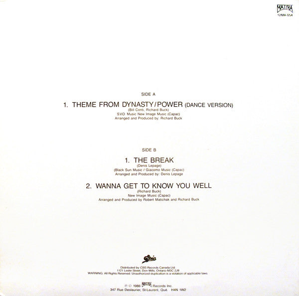 Kat Mandu : Theme From Dynasty (Dance Version) (12")