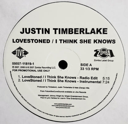 Justin Timberlake : Lovestoned / I Think She Knows (12", Promo)