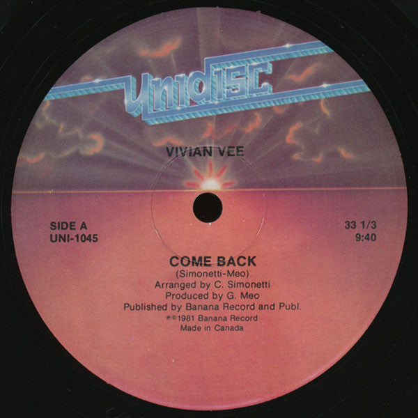 Vivian Vee* : Come Back / Finally Alone (12")