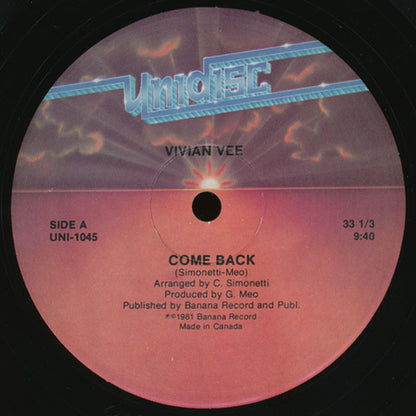 Vivian Vee* : Come Back / Finally Alone (12")
