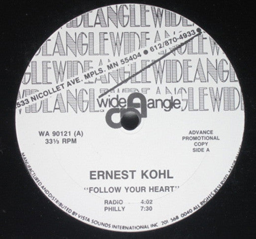 Ernest Kohl : Follow Your Heart (12", Promo)