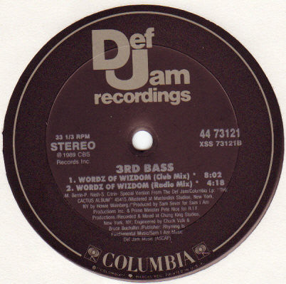 3rd Bass : The Gas Face / Wordz Of Wizdom (12")