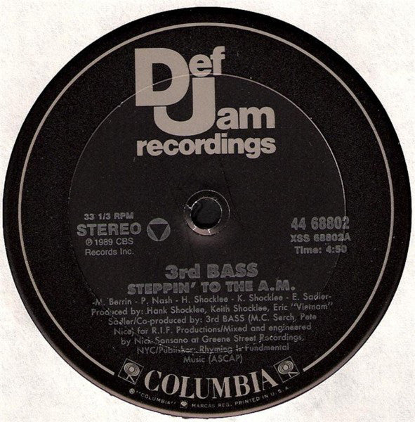 3rd Bass : Steppin' To The A.M. (12")