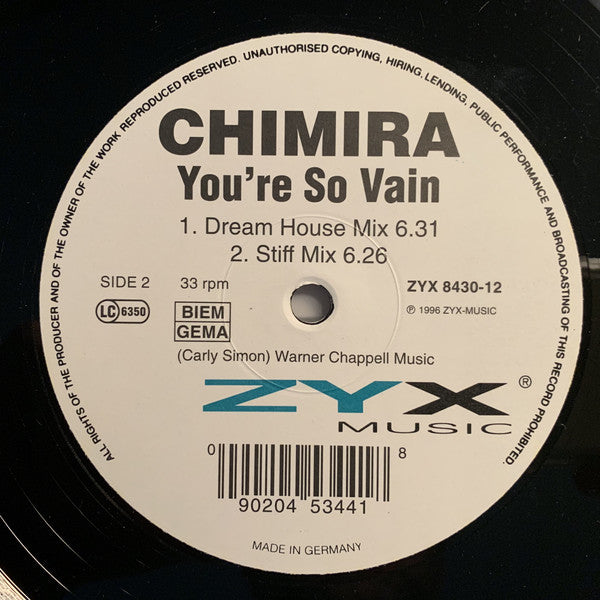 Chimira : You're So Vain (12", Maxi)