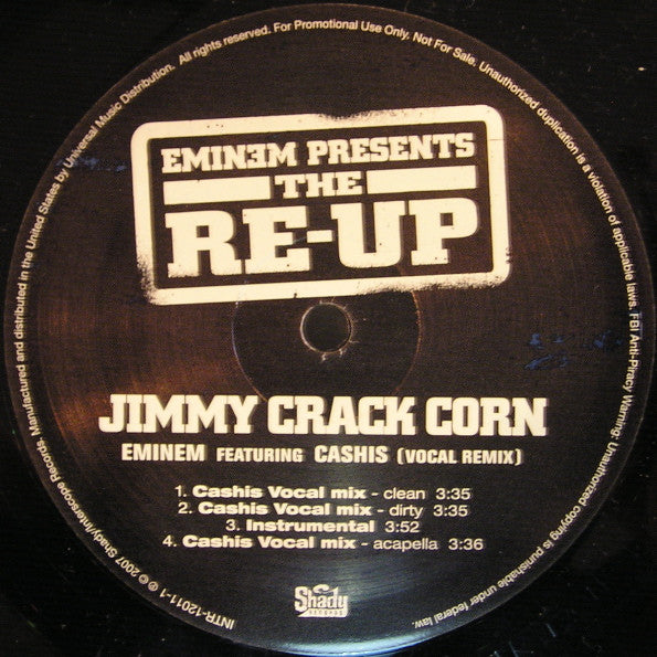 Eminem Featuring Ca$his : Jimmy Crack Corn (Vocal Remix) (12", Promo)
