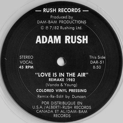 Adam Rush : Love Is In The Air / Stop! (12", Single, cle)