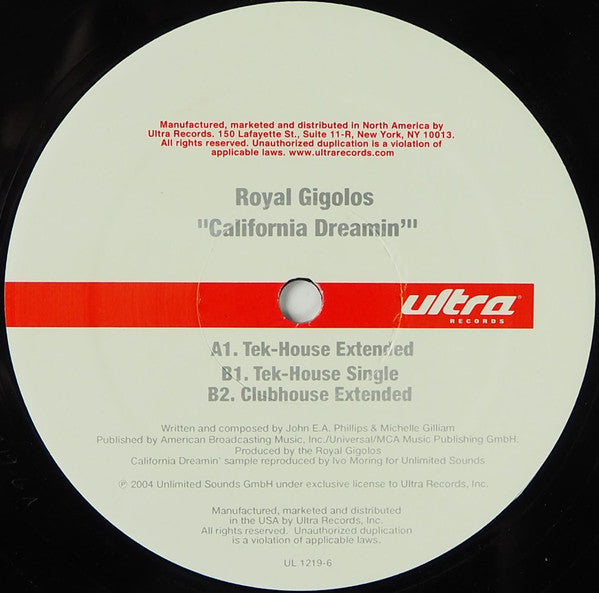 Royal Gigolos : California Dreamin' (12")