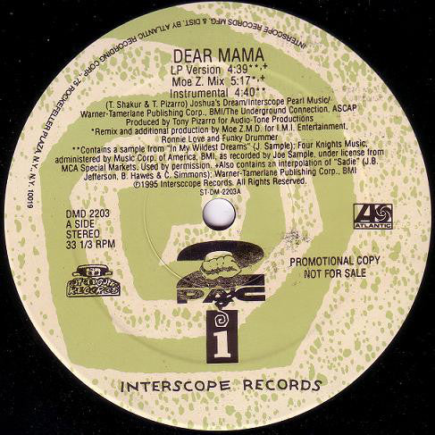 2Pac : Dear Mama / Old School (12", Promo)
