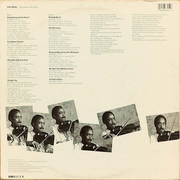 John Blake : Adventures Of The Heart (LP, Album)