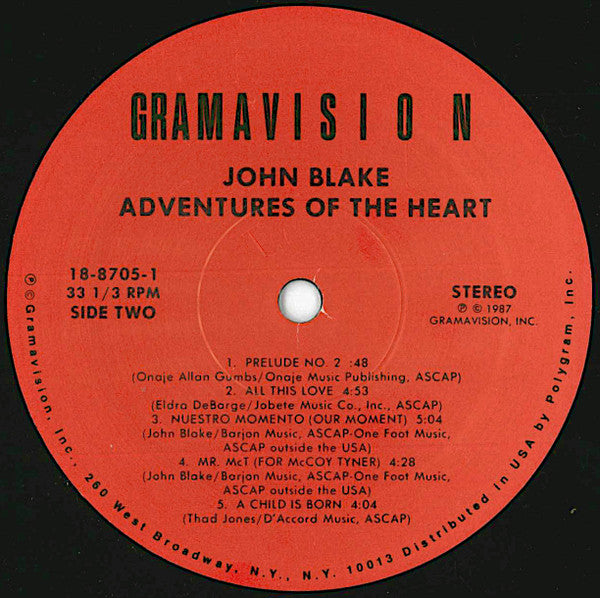 John Blake : Adventures Of The Heart (LP, Album)