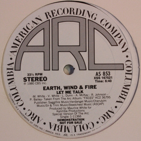Earth, Wind & Fire : Let Me Talk (12", Promo)