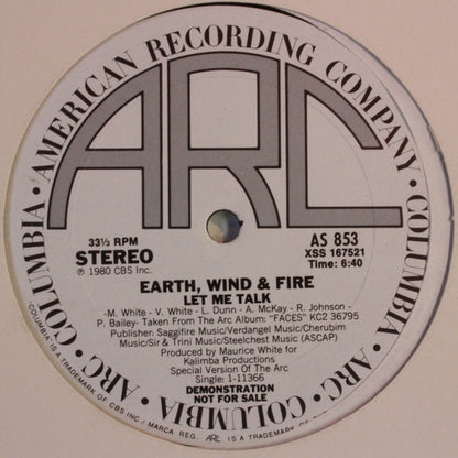 Earth, Wind & Fire : Let Me Talk (12", Promo)
