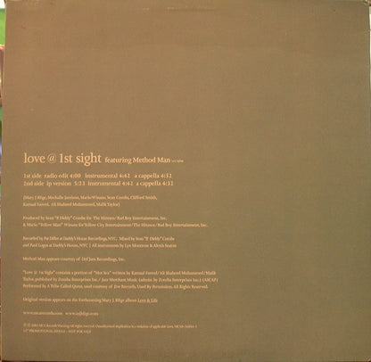 Mary J. Blige Featuring Method Man : Love @ 1st Sight (12", Single, Promo)