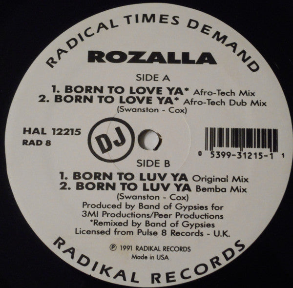 Rozalla : Born To Love Ya (12", Pro)