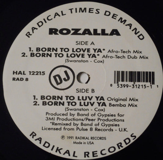 Rozalla : Born To Love Ya (12", Pro)