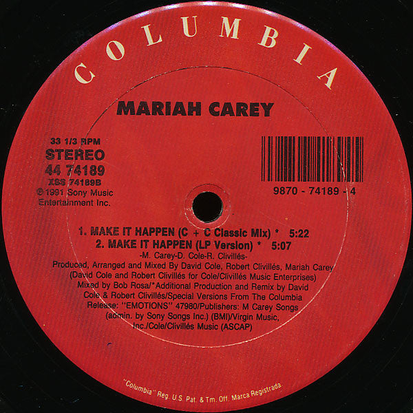 Mariah Carey : Make It Happen (12", Maxi)
