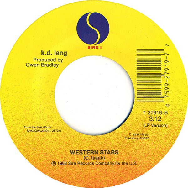 k.d. lang : I'm Down To My Last Cigarette (7", Single, Spe)