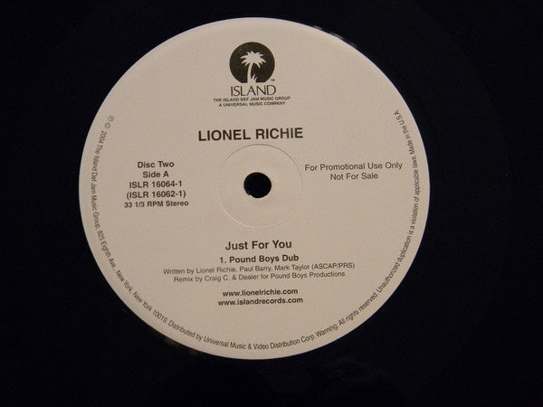 Lionel Richie : Just For You - The Dance Remixes (2x12", Promo)