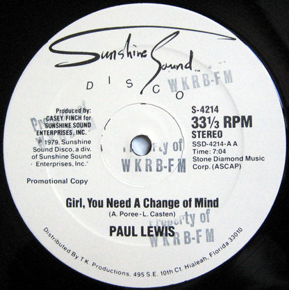 Paul Lewis : Girl, You Need A Change Of Mind / Inner City Blues (12", Promo)