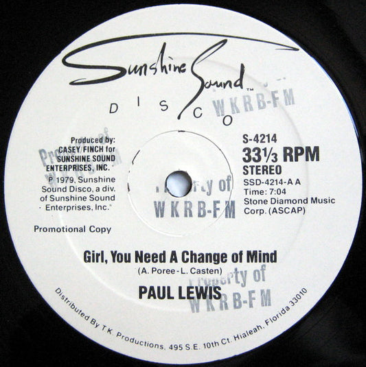 Paul Lewis : Girl, You Need A Change Of Mind / Inner City Blues (12", Promo)