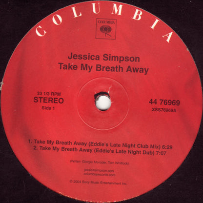 Jessica Simpson : Take My Breath Away (12" Remixes) (12")