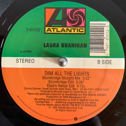 Laura Branigan : Dim All The Lights (The Stonebridge Mixes) (12", Single)