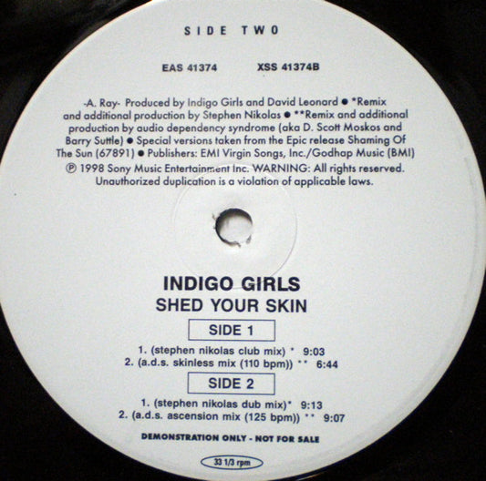 Indigo Girls : Shed Your Skin (12", Promo)