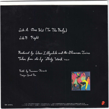 The Rolling Stones : One Hit (To The Body) (7", Single, Styrene, Car)