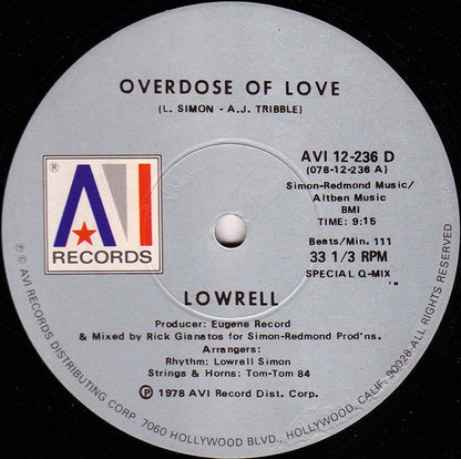 Lowrell* : Overdose Of Love (12")