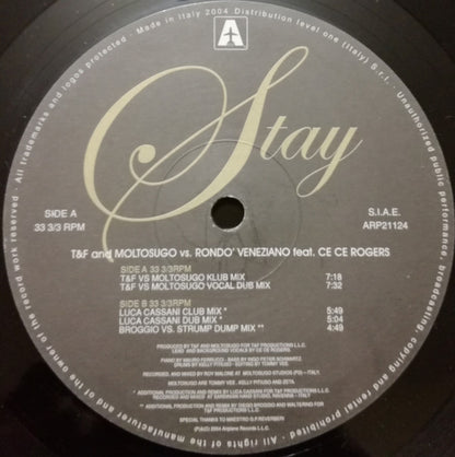 T&F vs. Moltosugo vs. Rondò Veneziano Feat. Ce Ce Rogers : Stay (12")
