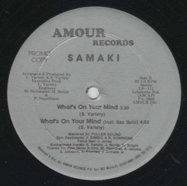 Samaki : What's On Your Mind (12", Promo)