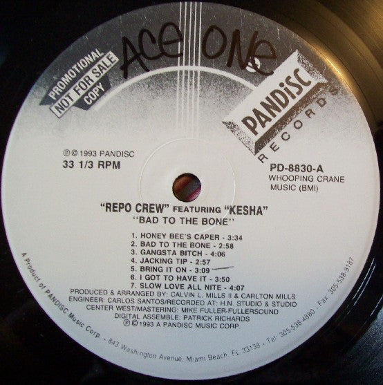 Repo Crew : Bad To The Bone (LP, Album, Promo)