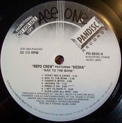 Repo Crew : Bad To The Bone (LP, Album, Promo)