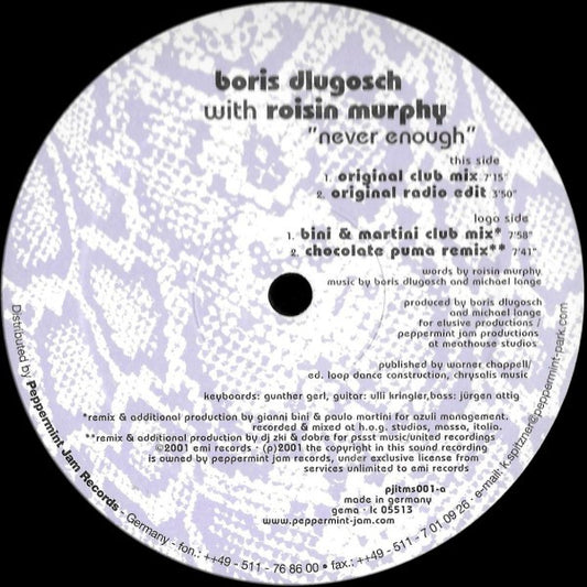 Boris Dlugosch With Roisin Murphy* : Never Enough (2x12")