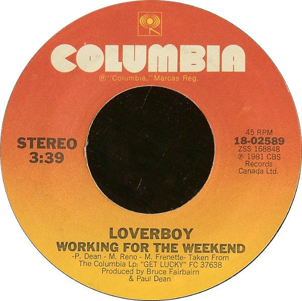 Loverboy : Working For The Weekend (7", Single, Styrene)