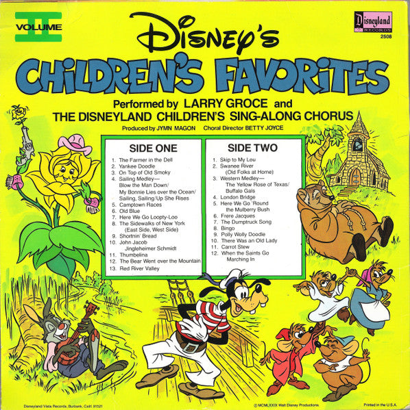 Larry Groce And The Disneyland Children's Sing-Along Chorus : Disney's Children's Favorites Volume II (LP, Album, Wad)