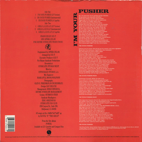 Ice-T : I'm Your Pusher (12", Maxi, SRC)